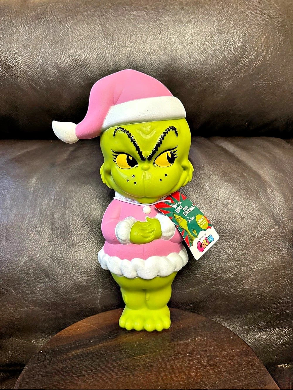 Grinch Santa Pink blow mold 12 inches